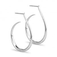 Raindrop large sterling silver hoop earring