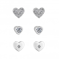 Rhodim Plated Heart Earrings - Pack of 3
