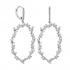 Rhodium Fine Cubic Zirconia Front Facing Hoop Earrings