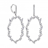 Rhodium Fine Cubic Zirconia Front Facing Hoop Earrings