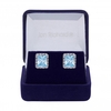 Rhodium Plate Cubic Zirconia Aqua Earrings