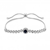 Rhodium Plated And Blue Center Stone Toggle Bracelet