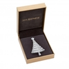 Rhodium Plated Contemporary Cubic Zirconia Crystal Christmas Tree Brooch - Gift Boxed