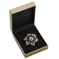 Rhodium Plated Crystal and Pearl Snowflake Brooch - Gift Boxed