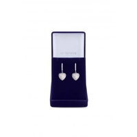 Rhodium Plated Cubic Micro Pave Heart Charm Earrings