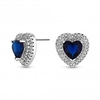 Rhodium Plated Cubic Zirconia Blue Heart Earrings
