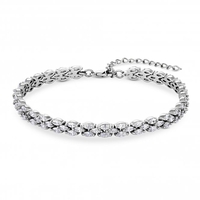 Rhodium Plated Cubic Zirconia Bridal Bracelet