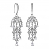 Rhodium Plated Cubic Zirconia Cascading Drop Earrings