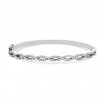 Rhodium Plated Cubic Zirconia Cross Over Bangle Bracelet