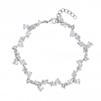 Rhodium Plated Cubic Zirconia Crystal Vine Pear Bracelet