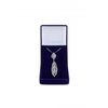 Rhodium Plated Cubic Zirconia Feather Necklace