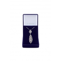 Rhodium Plated Cubic Zirconia Feather Necklace