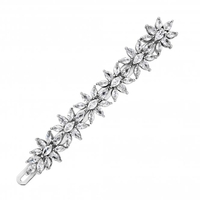 Rhodium Plated Cubic Zirconia Floral Hair Slide