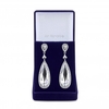 Rhodium Plated Cubic Zirconia Large Crystal Pear Drop Earrings - Gift Boxed