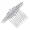 Rhodium Plated Cubic Zirconia Mixed Stone Hair Comb