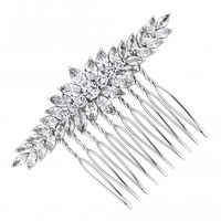 Rhodium Plated Cubic Zirconia Mixed Stone Hair Comb