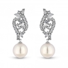 Rhodium Plated Cubic Zirconia Multi Stone Swirl Statement Earrings