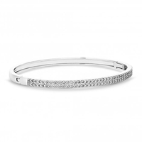 Rhodium Plated Cubic Zirconia Solid Band Bangle Bracelet