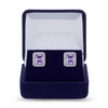 Rhodium Plated Cubiz Zirconia Lavender Stud Earrings - Gift Boxed