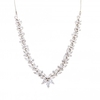 Rhodium Plated Floral And Baguette Cubic Zirconia Necklace