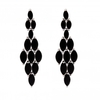 Rhodium Plated Jet Black Marquisse Navette Cubic Zirconia Diamond Shape Earrings