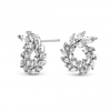 Rhodium Plated Mini Cubic Zirconia Wreath Stud Earrings