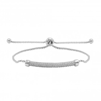 Rhodium Plated Pave Bar Toggle Bracelet