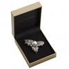 Rhodium Plated Pave Pearl Holly Brooch - Gift Boxed