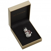 Rhodium Plated Snowman Brooch - Gift Boxed
