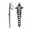 Rhodium Plated Statement Jet Leaf Drop Clip Earrings