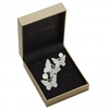 Rhodium Plated Triple Butterly And Pearl Brooch - Gift Boxed
