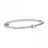 Rhodium Plated Twisted Centre Stone Bangle Bracelet