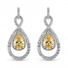 Rhodium Plated Yellow Infinity Peardrop Earrings
