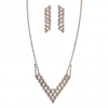 Rose Gold Crystal Diamante V Shape Set - Gift Boxed