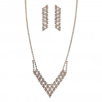 Rose Gold Crystal Diamante V Shape Set - Gift Boxed