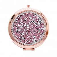 Rose Gold Crystal Druzy Compact Mirror