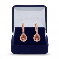 Rose Gold Cubic Zirconia Crystal Peardop Earrings - Boxed Gift