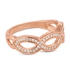 Rose gold cubic zirconia intertwined sterling silver ring