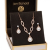 Rose Gold Cubic Zirconia Pear Necklace And Earring Set - Gift Boxed
