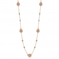 Rose Gold Filagree Station Rope Necklace