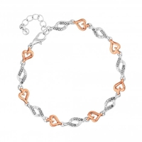 Rose Gold Heart And Pave Silver Crystal Link Brace