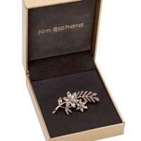 Rose Gold Leaf And Flower Brooch - Gift Boxed