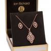 Rose Gold Multi Navette Pendant And Earring Bridal Set - Gift Boxed