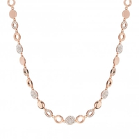 Rose Gold Pave Polished Disc Necklace