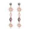 Rose Gold Pink Crystal Celestial Long Drop Earrings
