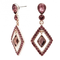 Rose Gold Pink Crystal Mini Centre Crystal Drop Earrings
