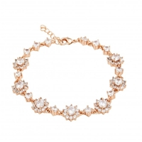 Rose Gold Plate Cubic Zirconia And Pearl Bracelet