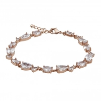Rose Gold Plate Cubic Zirconia Mixed Stone Bracelet