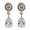 Rose Gold Plate Cubic Zirconia And Pearl Drop Earr