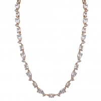 Rose Gold Plate Cubic Zirconia Mixed Stone Necklac